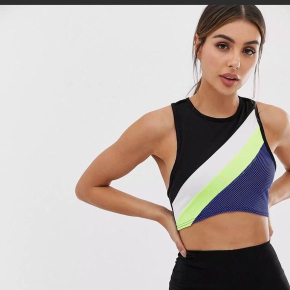 Women's Yellow and Blue Crop-top - Picture 1 of 3